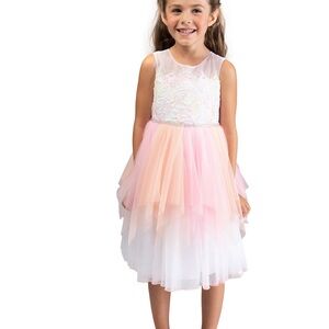 Bonnie Jean White Dress with Pink Accents